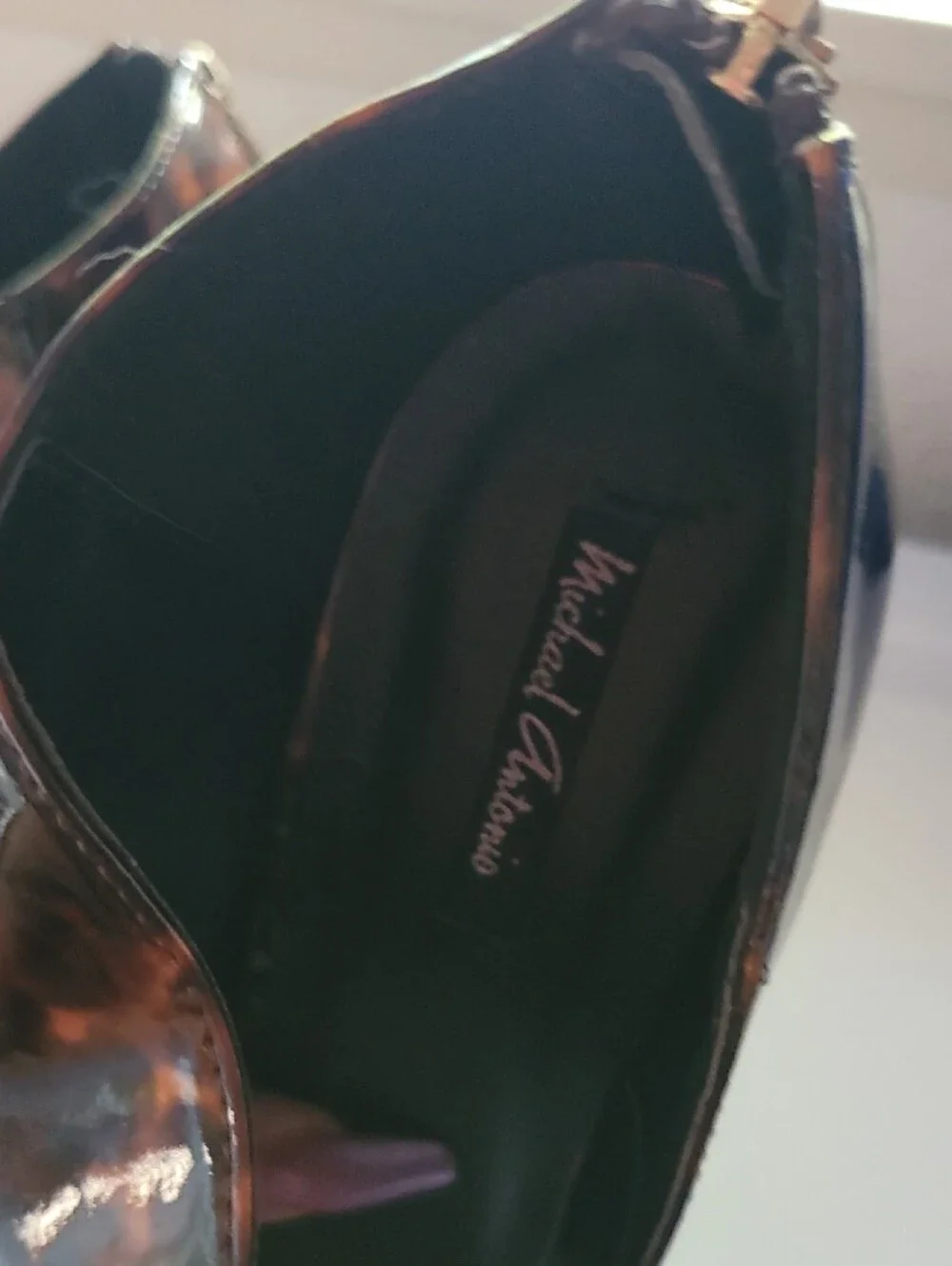 Michael Antonio Tortoiseshell Patent Open-Toe Heels NEW 8.5